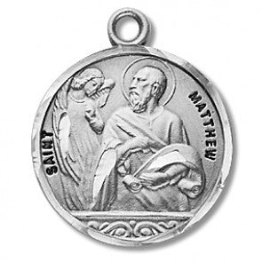 Saint Matthew 7/8" Round Sterling Silver Medal