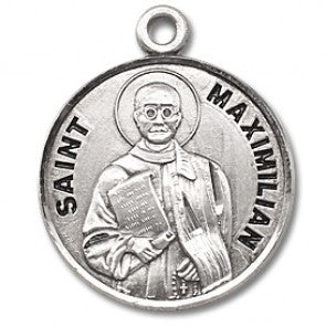 Saint Maximilian 7/8" Round Sterling Silver Medal