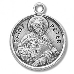Saint Peter 7/8" Round Sterling Silver Medal
