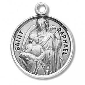 Saint Raphael 7/8" Round Sterling Silver Medal