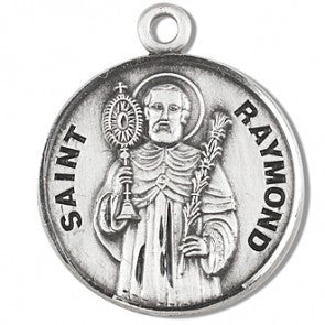 Saint Raymond 7/8" Round Sterling Silver Medal
