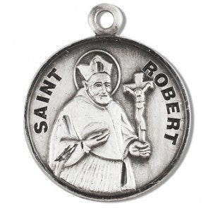 Saint Robert 7/8" Round Sterling Silver Medal