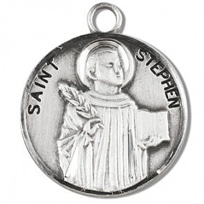 Saint Stephen 7/8" Round Sterling Silver Medal
