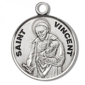 Saint Vincent 7/8" Round Sterling Silver Medal