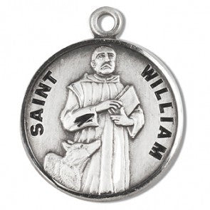 Saint William 7/8" Round Sterling Silver Medal