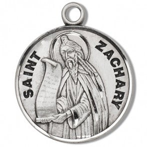 Saint Zachary 7/8" Round Sterling Silver Medal