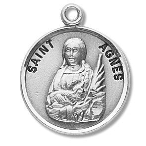Saint Agnes 7/8" Round Sterling Silver Medal