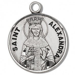 Saint Alexandra 7/8" Round Sterling Silver Medal