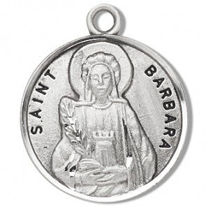 Saint Barbara 7/8" Round Sterling Silver Medal