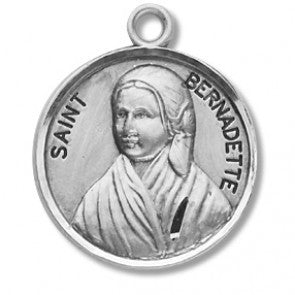 Saint Bernadette 7/8" Round Sterling Silver Medal