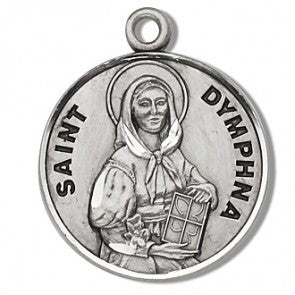 Saint Dymphna 7/8" Round Sterling Silver Medal