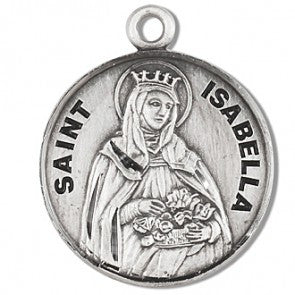 Saint Isabella 7/8" Round Sterling Silver Medal