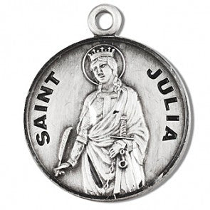 Saint Julia 7/8" Round Sterling Silver Medal