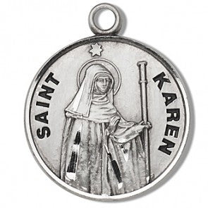 Saint Karen 7/8" Round Sterling Silver Medal