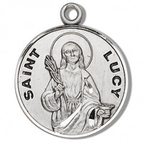 Saint Lucy 7/8" Round Sterling Silver Medal