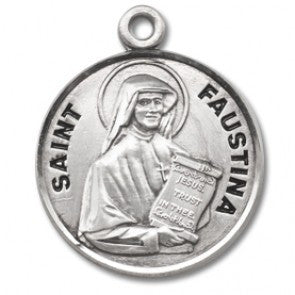 Saint Faustina 7/8" Round Sterling Silver Medal