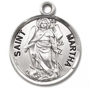 Saint Martha 7/8" Round Sterling Silver Medal