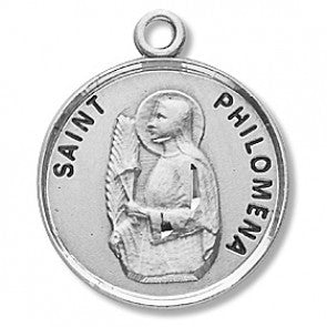 Saint Philomena 7/8" Round Sterling Silver Medal
