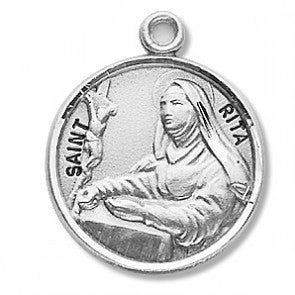 Saint Rita 7/8" Round Sterling Silver Medal