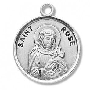 Saint Rose 7/8" Round Sterling Silver Medal