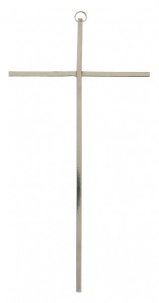 10" Slim Silver Tone Wall Cross by Jeweled Cross