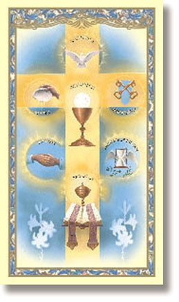 Seven Sacraments Laminate Holy Card