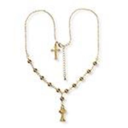First Communion Necklace with Gold Beads and 2 Charms