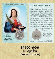 St. Agatha Healing Saints Prayer Card with Medal