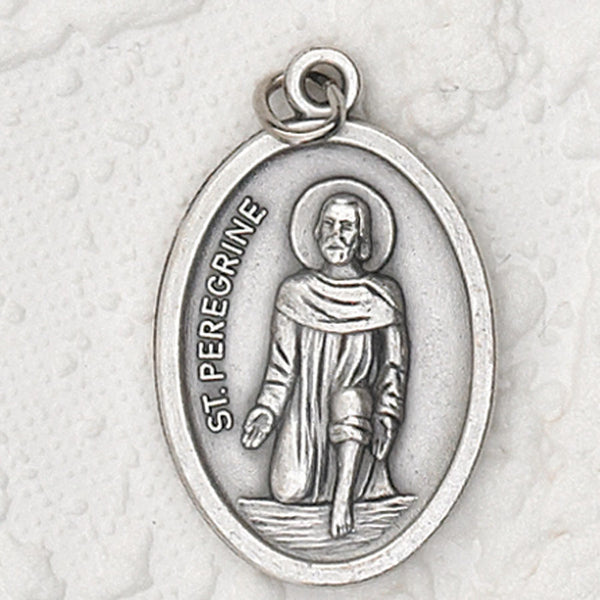 St. Peregrine - 1 inch Pray for Us Medal Oxidized