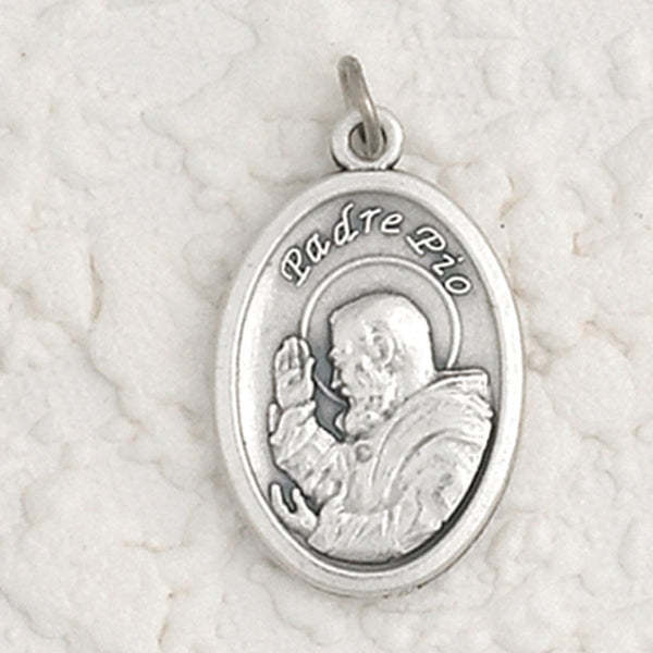 St Padre Pio - 1 inch Pray for Us Medal Oxidized