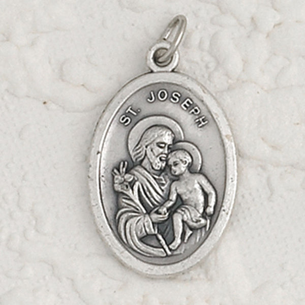 St Joseph - 1 inch Pray for Us Medal Oxidized