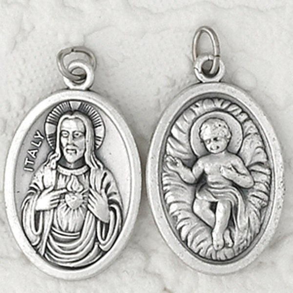 Infant Jesus / Sacred Heart of Christ - 1 inch Double Sided Medal Oxidized