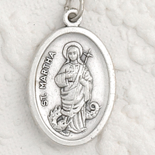 St. Martha - 1 inch Pray for Us Medal Oxidized