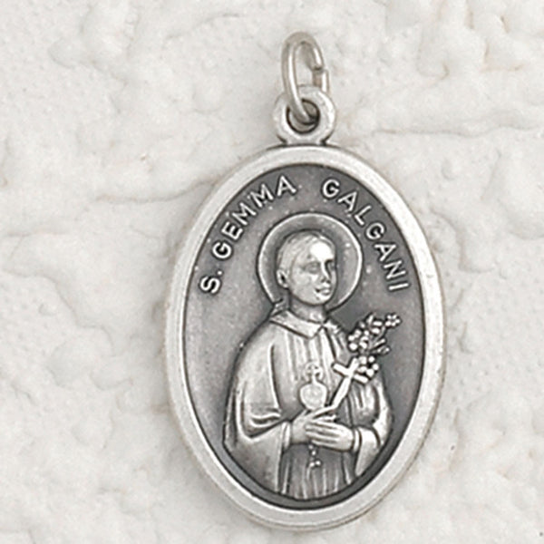 St. Gemma Galgani - 1 inch Pray for Us Medal Oxidized