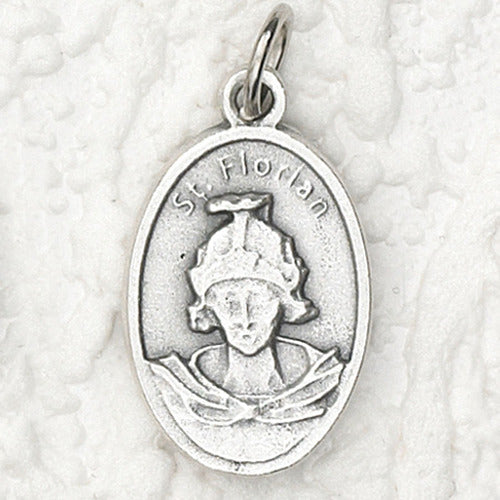 St. Florian - 1 inch Pray for Us Oxidized Medal