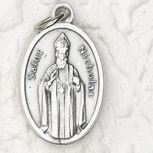 St. Nicholas - 1 inch Pray for Us Medal Oxidized