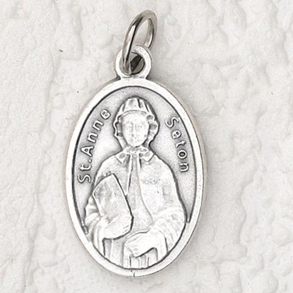 St. Elizabeth Ann Seton - 1 inch Pray for Us Oxidized Medal