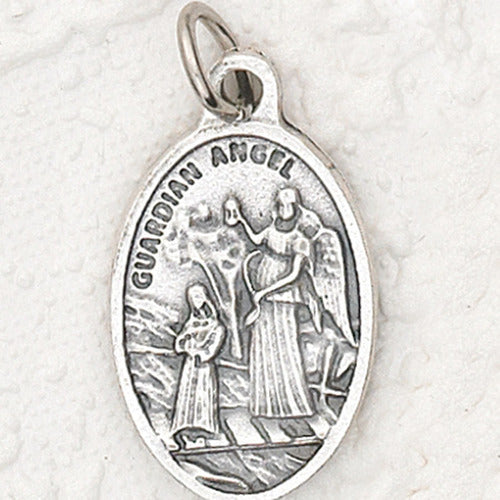 Guardian Angel - 1 inch Pray for Us Medal Oxidized