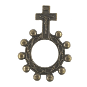 Brass Tone Finger Rosary With Crucifix