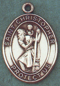 St. Christopher Pewter Saint Medal Necklace with Prayer Card