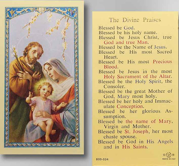 The Divine Praises Laminate Holy Card