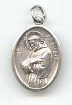 St. Francis of Assisi 1 inch with Third Class Relic Oxidized Medal