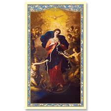 Prayer to Mary, Untier of Knots Laminate Holy Card
