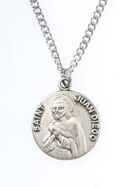 St. Juan Diego Pewter Medal Necklace with Holy Card