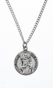 St. Thomas the Apostle Pewter Medal Necklace with Holy Card