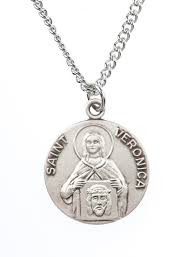 St. Veronica Pewter Medal Necklace with Holy Card