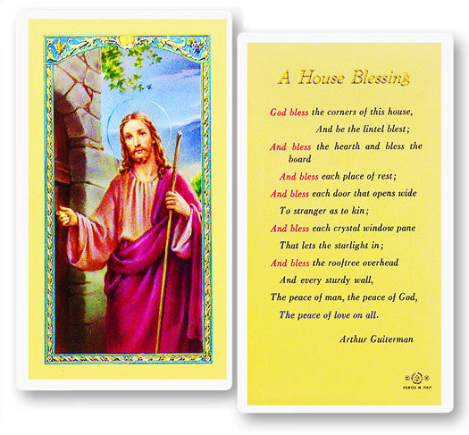 A House Blessing-Jesus Knocking at the Door Laminate Holy Card