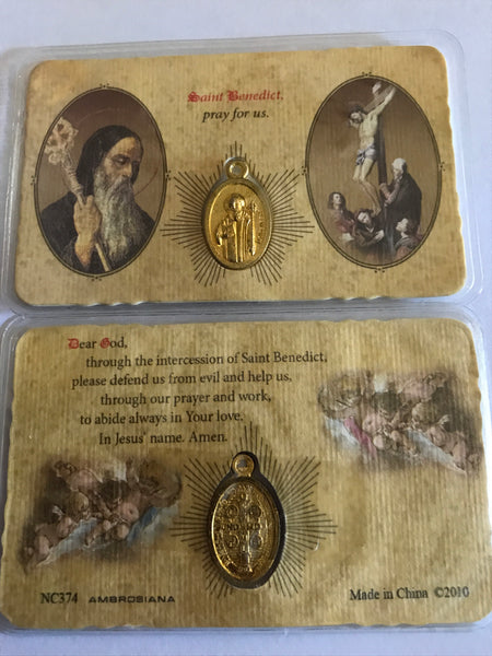 Saint Benedict/Crucifix Pocket Prayer Card