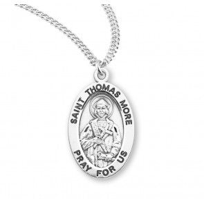 St. Thomas More Sterling Silver Oval Necklace