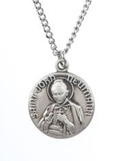 St. John Newman Pewter Medal Necklace with Holy Card